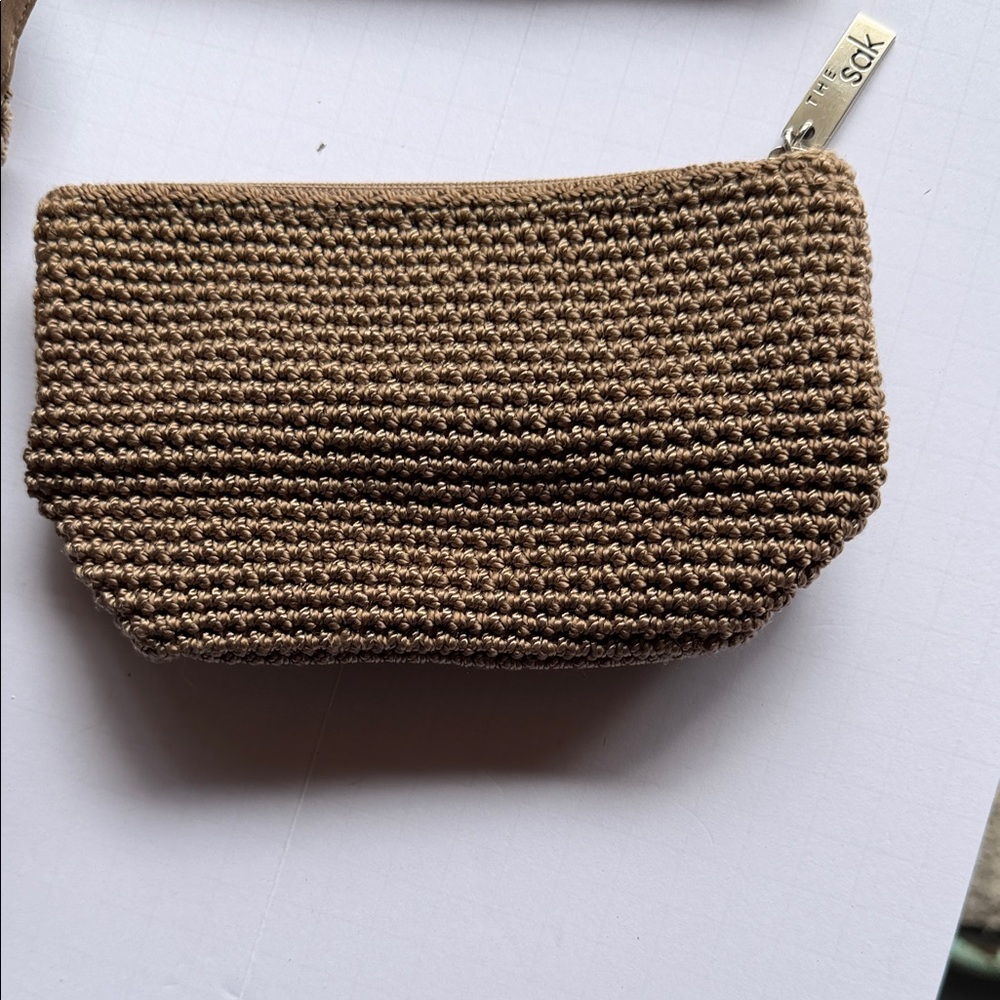 The Sak Tan Crochet Shoulder Bag with Matching Wristlet and Pouch - Picture 4 of 15